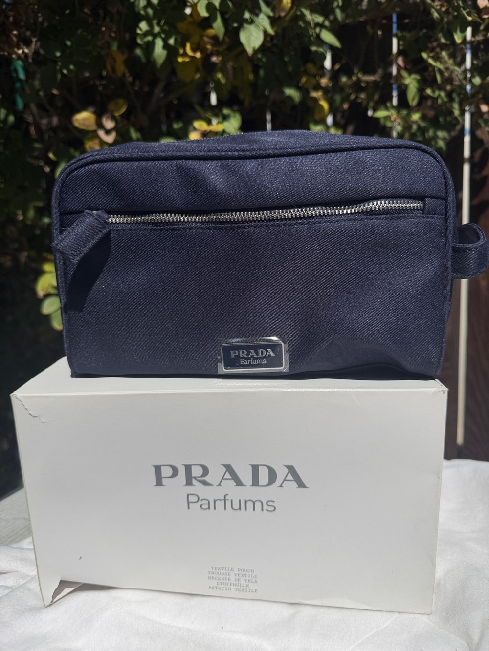 PRADA PARFUMS ORIGINAL DOPP KIT TOILETRY BLACK BAG ZIPPER/POCKET NEW/BOX